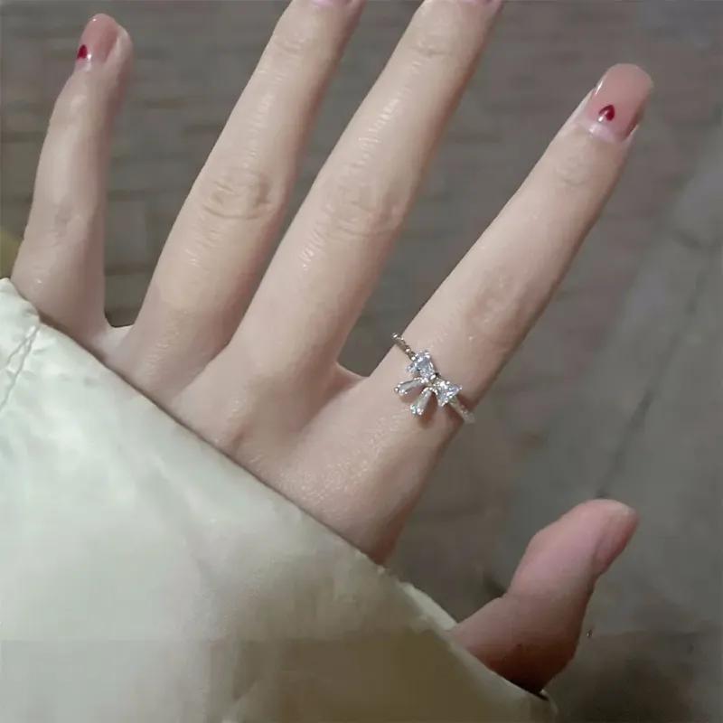 Heta försäljningar Mode ring med multifunktionell rosett, öppen justerbar legering nisch enkel och söt ring, kvinnors smycken accessoarer_voghion.com