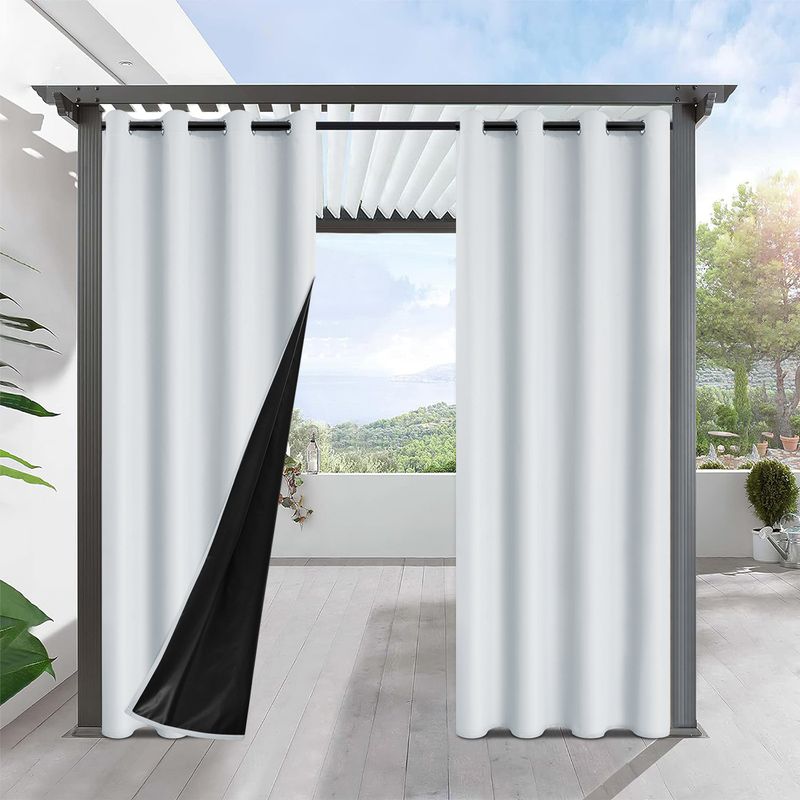 Outdoor Waterproof Curtains Full Blackout Perforated Finished Curtains_voghion.com