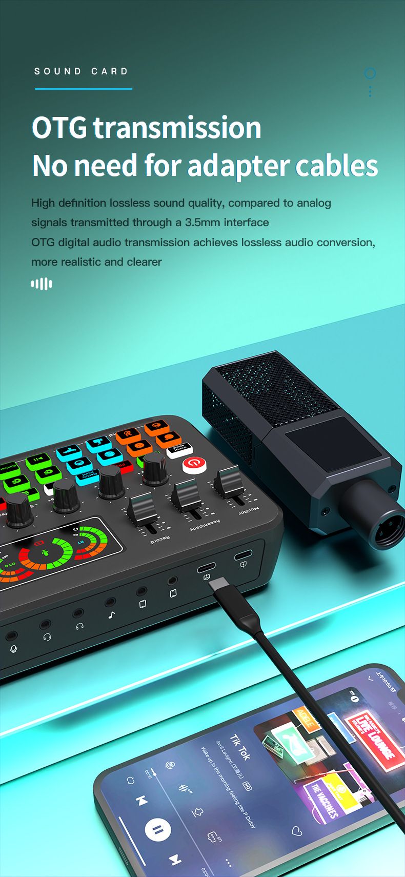 verze F999 živá karta zvukové efekty na zakázku anglické balení mikrofonu_voghion.com