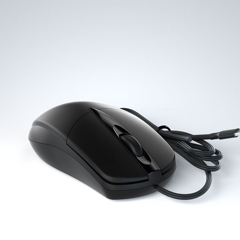 Mouse USB ergonomico cablato con rotellina di scorrimento a 4 vie – Mouse ottico a 3 pulsanti 1200 DPI per PC e laptop (nero)_voghion.com