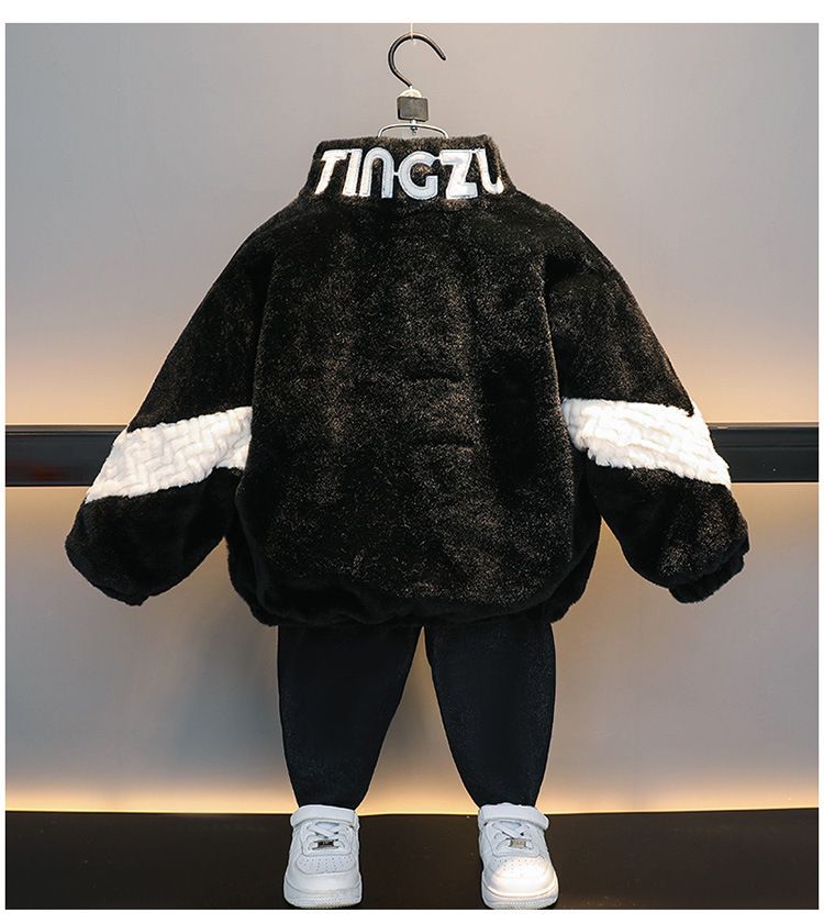Kid's Clothing Boys' Autumn And Winter Mink Fleece Jacket Children's Plush And Thickened Baby Fur Cotton Coat Mid Length_voghion.com