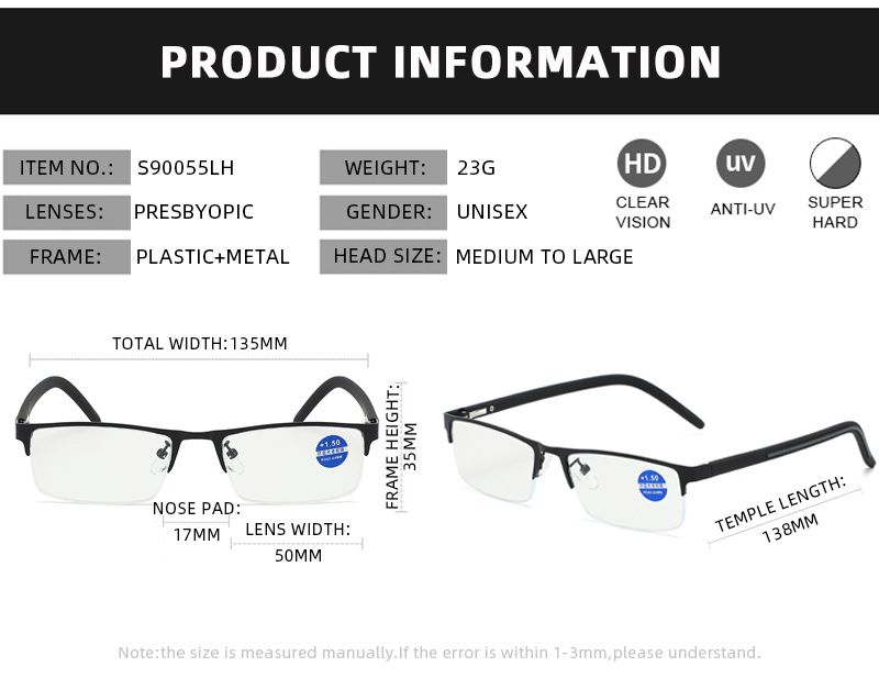 Moebrändi disaineri lugemine meeste naiste mood poolraamiga presbüoopilised prillid, vanad ärilised dioptriga prillid +1,0 1,5 2,0_voghion.com