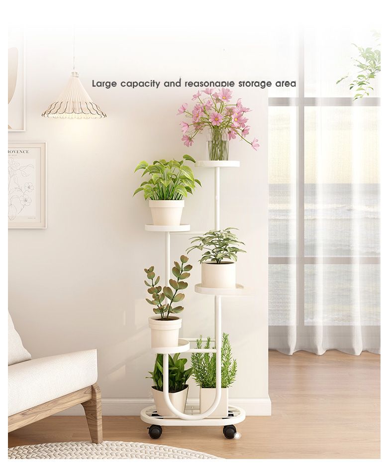 Living Room Floor-standing Movable Stand Balcony Plant Rack Iron Art Multi-layer Succulent Flower Pot Holder_voghion.com