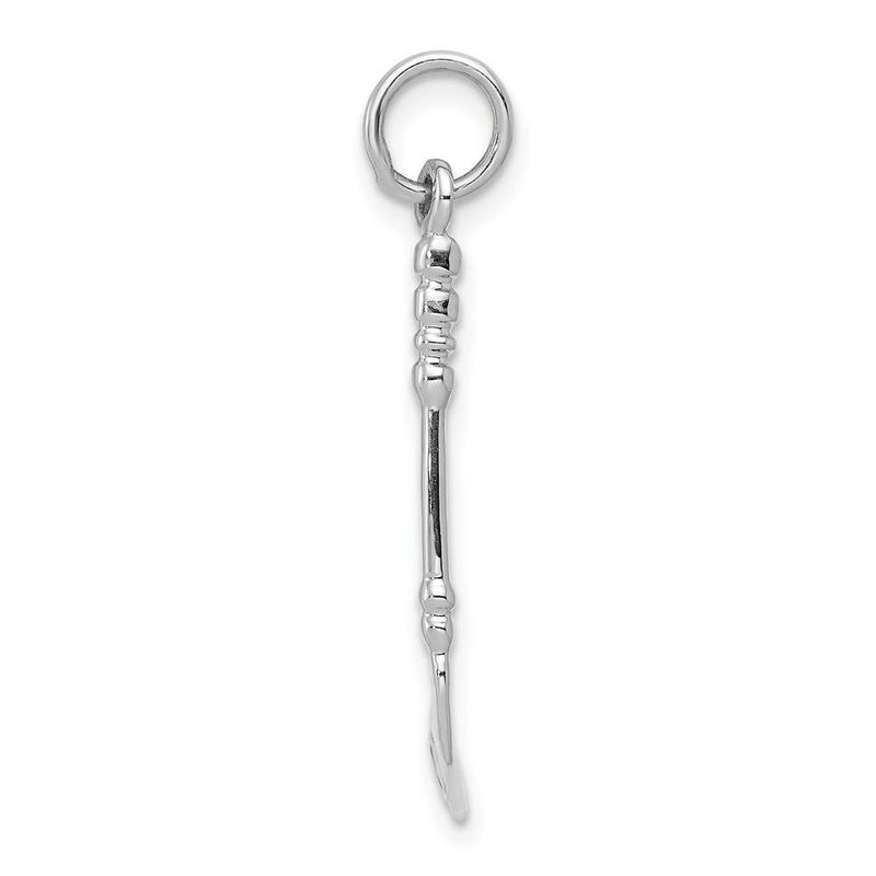 14K White Gold Solid 3-D Enameled Hockey Stick Charm_voghion.com