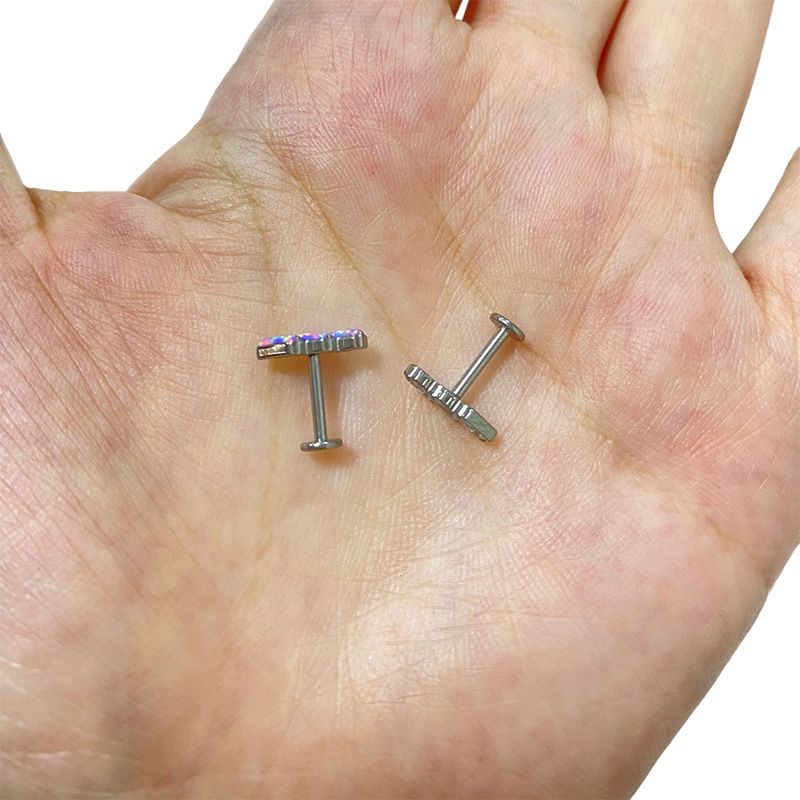 ASTM F136 Titanio Garofano per Perforazione, Orecchini Fiat Labbro Superiore Rettangolari a 3 Fili, Curling Corpo_voghion.com
