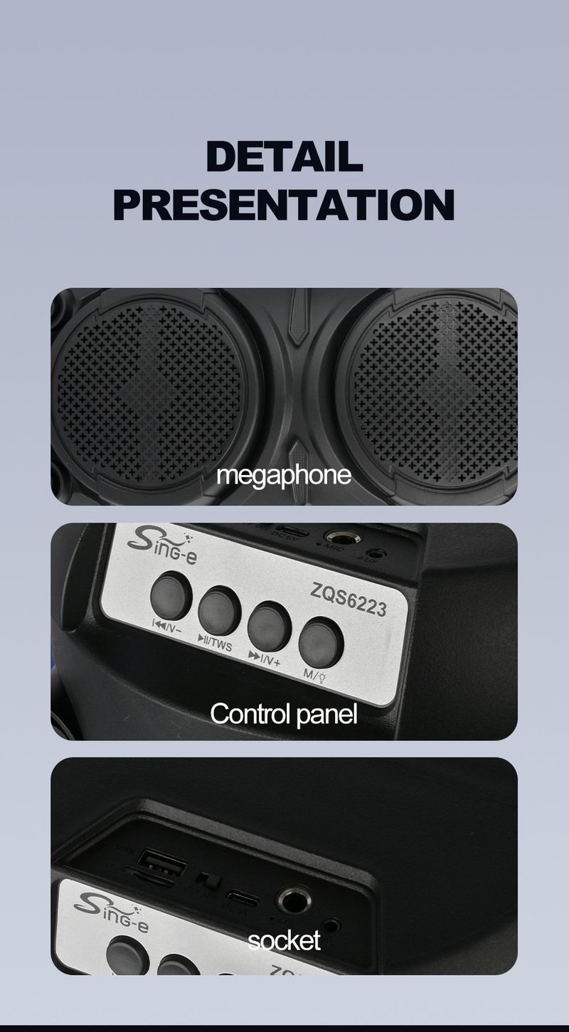 ZQS6223 Dual 6-Zoll-Doppellautsprecher Audio Hochleistungs-Subwoofer mit RGB-Licht_voghion.com