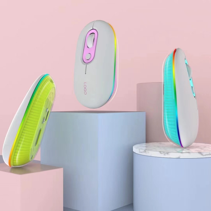 Nieuwe transparante, draadloze Bluetooth-muis met dubbele modus, kleurrijke en oogverblindende TPYE-C-oplaadpoort, nieuwe kleur_voghion.com