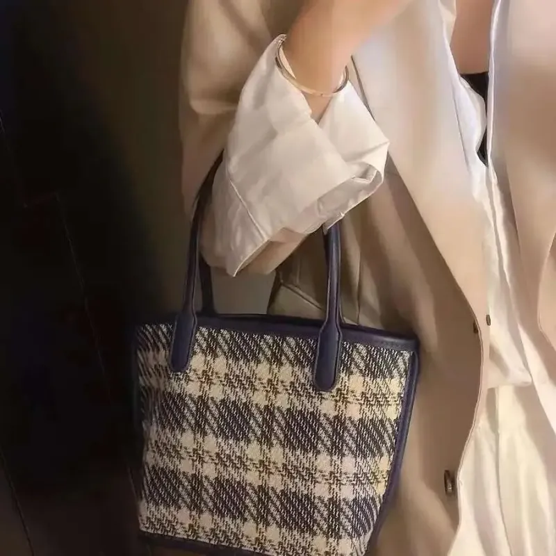 Designer 2025 Set 2 pezzi Abito 2024 Borsa a mano Nuova semplice rombica portatile di grande capacità Borsa a tracolla Borsa per la spesa_voghion.com