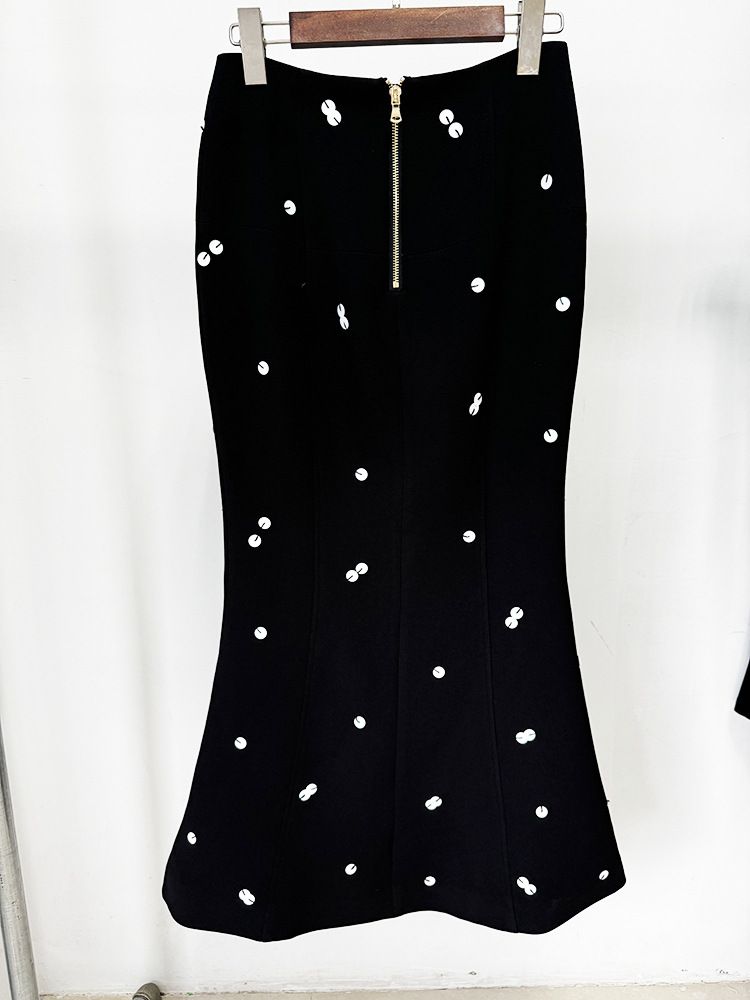Moda Lantejoulas Contas Colorblock Terno Jaqueta Rabo de Peixe Saia Longa Terno_voghion.com
