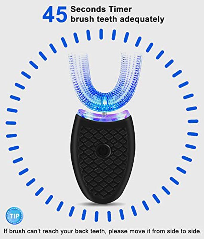 Cepillo de dientes eléctrico automático en forma de U - Portátil, de silicona de grado alimenticio, para adultos y niños, viajes, resistente al agua IPX7, certificación CE._voghion.com