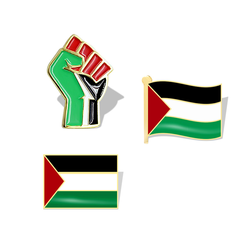 Shuosbai Palestine Brooch Palestine National Flag Color Matching Smooth Polished Corruption Resistant Unisex Bag Scarf Coat Collar Brooch Clothes Pin_voghion.com