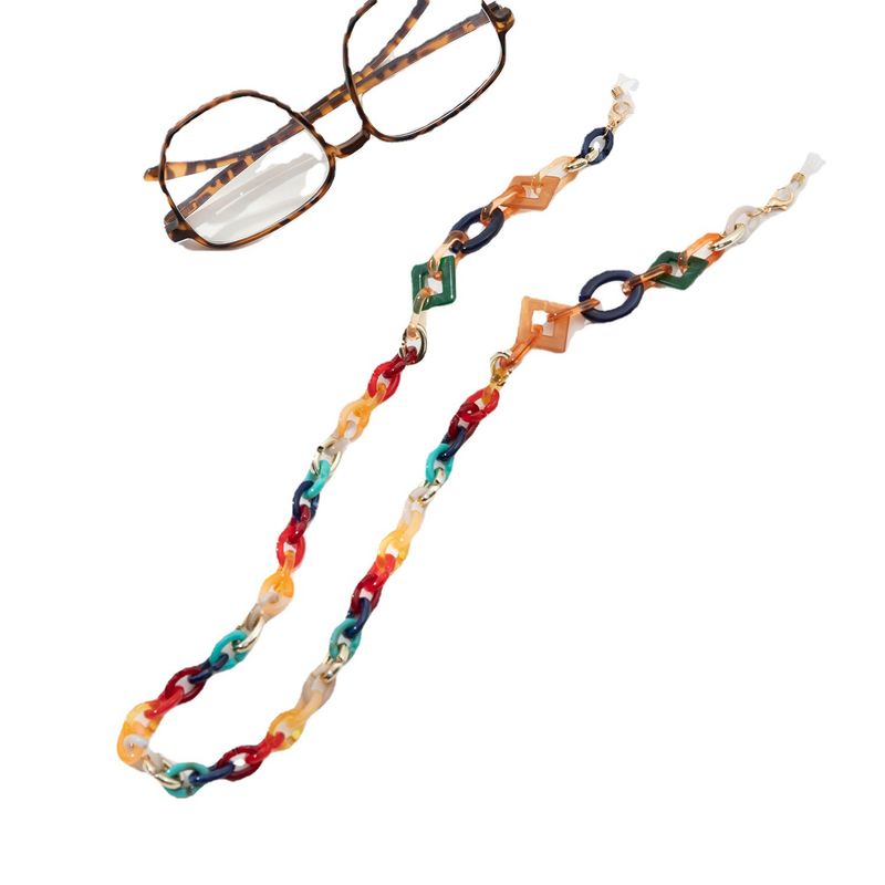 Fashionable Trendy Colorful Mixed Color Glasses Geometric Ring Buckle Hanging Chain Acrylic Resin_voghion.com