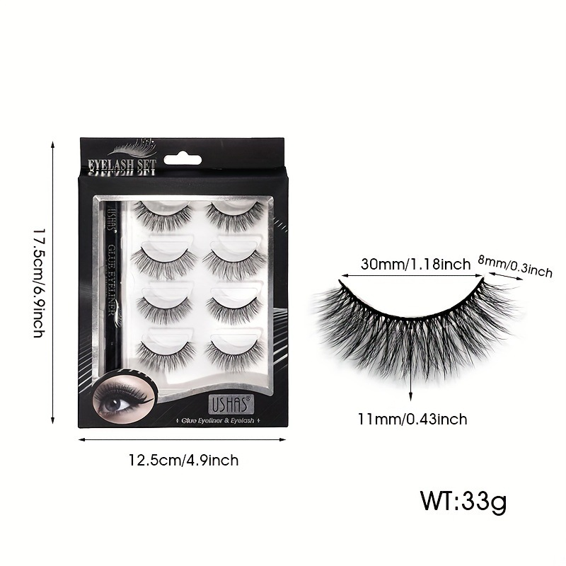 USHAS eyeliner gelpen Valse wimpers passen bij 3D nertsenhaar dikke krullende oogmake-up_voghion.com