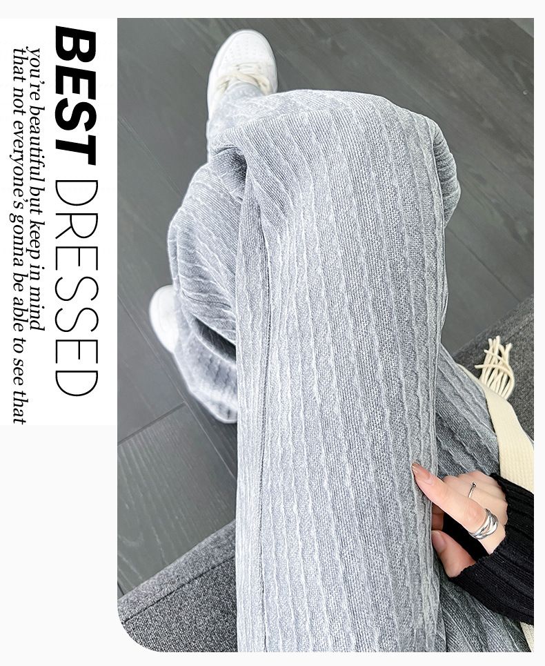 Pantaloni da donna a gamba larga in velluto a coste e ciniglia - Vita alta, taglio dritto con fodera in morbido pile, pantaloni invernali alla moda e comodi_voghion.com