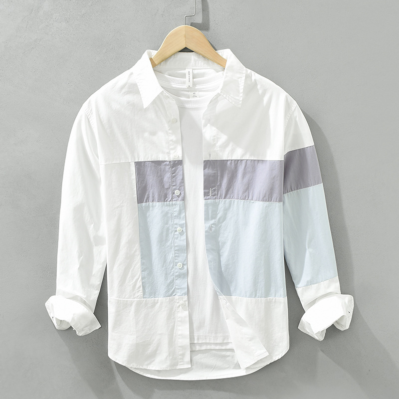 6712 Camicia a maniche lunghe in stile giapponese, Top da uomo alla moda e versatile, Camicia casual ampia, Un pezzo per la sostituzione dei capelli_voghion.com