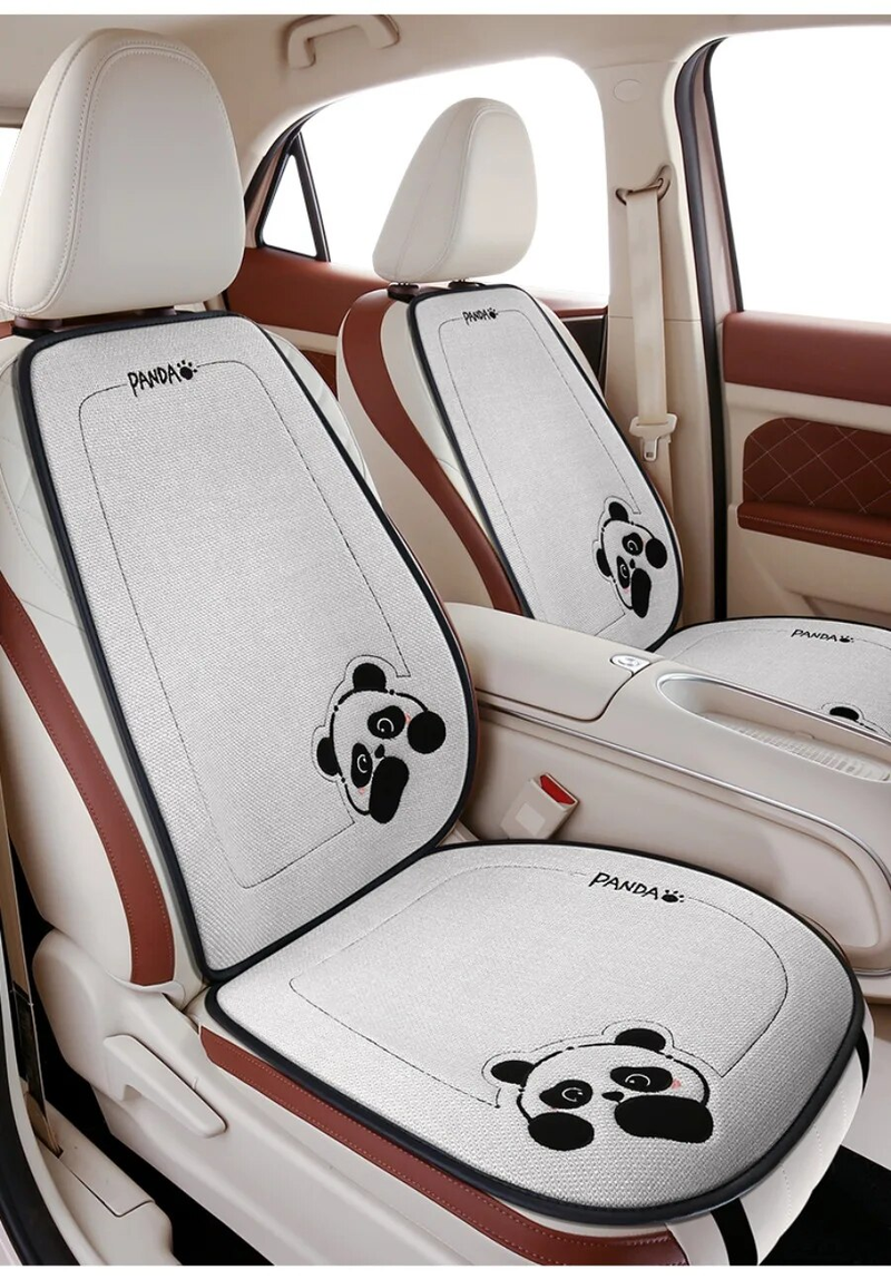 Nuovo cuscino in lino con motivo panda, antiscivolo e traspirante, per la maggior parte delle auto, per tutte le stagioni, universale_voghion.com