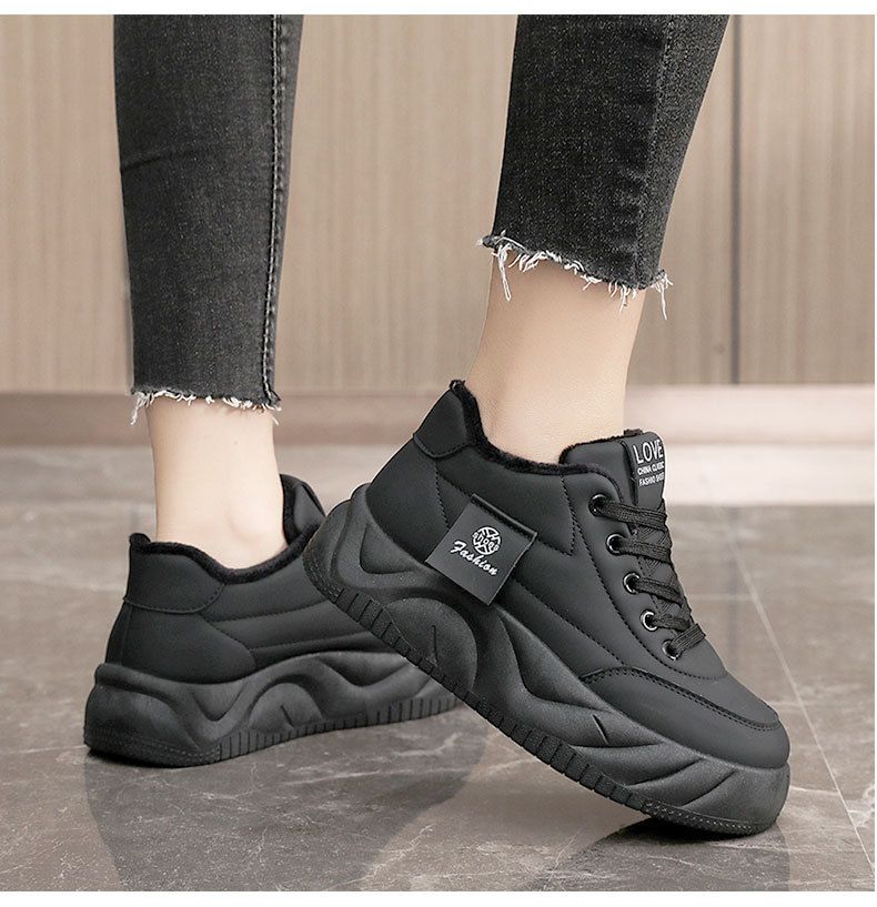 KT2815 new 2024 autumn and winter cotton women's shoes simple solid color thick sole with plush insulation high top to_voghion.com