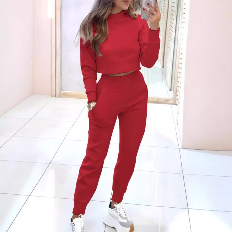 Women Two Piece Sets Pant Set Joggers Tracksuit Matching Sets Short Sweatshirts Tops Long Pants Elastic Waist Straight Trousers_voghion.com