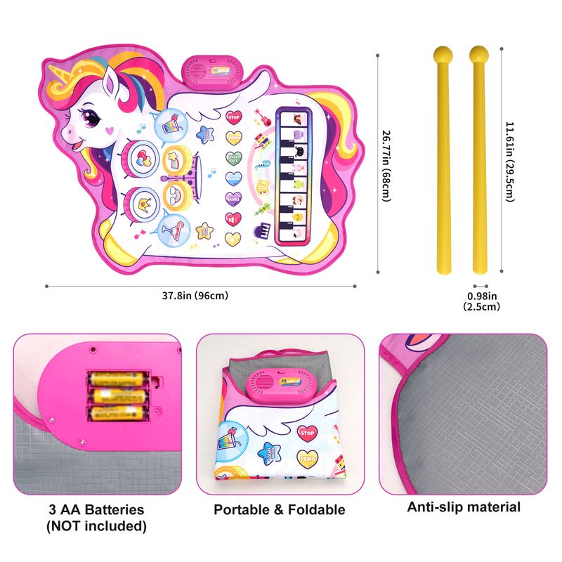 Fun Fun Multifunctional Children's Dance Blanket Music Drum Blanket Puzzle Parent-Child Games Interactive Toys Jazz Drum Piano Blanket_voghion.com