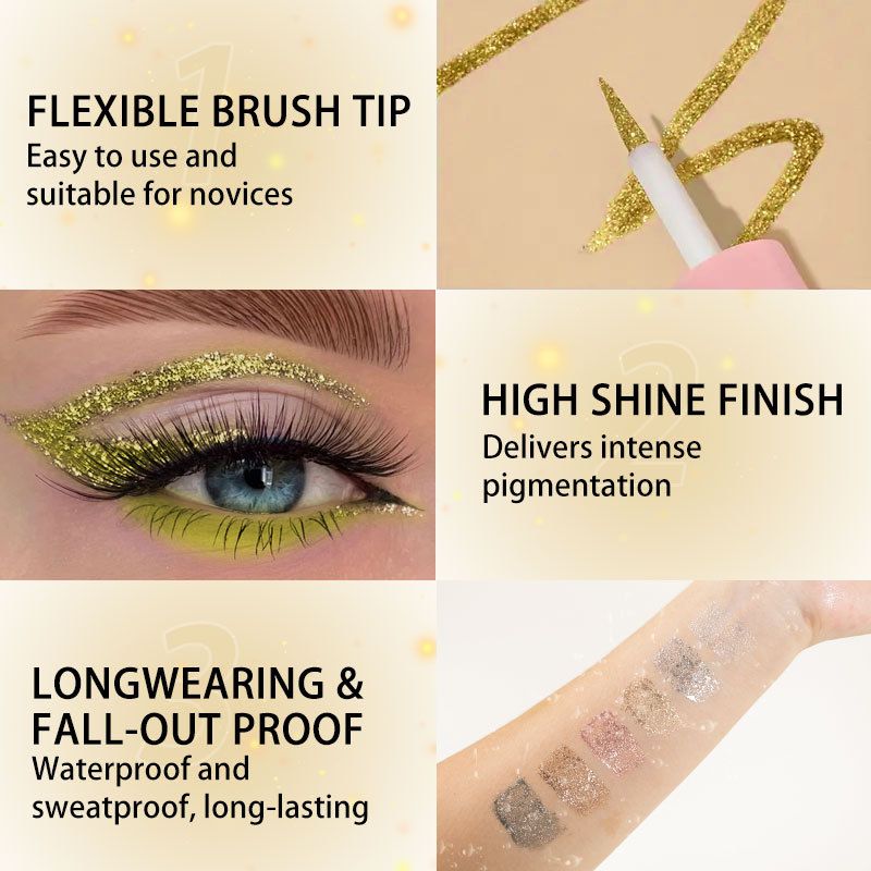 Lidschatten- und Liner-Kombination QICIY 6-Farben-Eyeliner für mehrfarbigen, wasserfesten, natürlichen, glänzenden, nicht verschmierenden Eyeliner_voghion.com