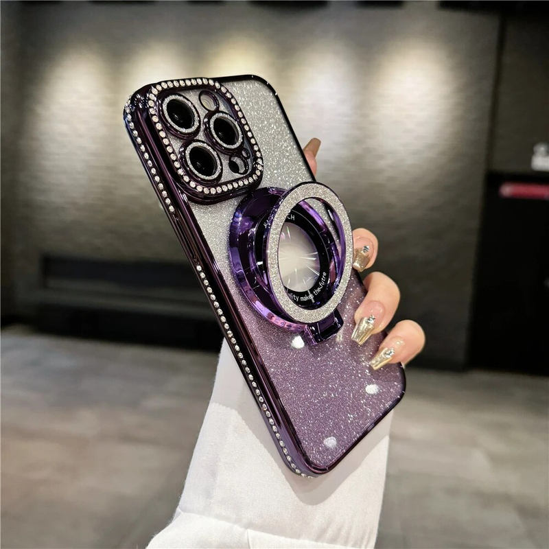 Plating Flash Glitte Magnetic Holde Phone Case Fo IPhone 11 12 13 14 Po Max Bumpe Potecto On 15 Plus_voghion.com