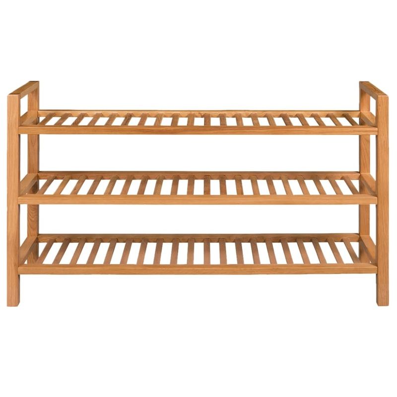 Shoe Rack with 3 Shelves Solid Oak Wood 39.4"x10.6"x23.6"_voghion.com