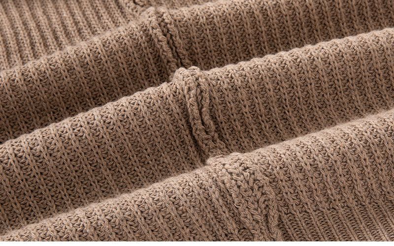 Autumn Winter Knitted With A Flip Collar And Half Zipper Knit Base, Solid Color Slim Fit Men's Sweater_voghion.com