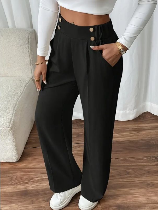 Dameskleding Drape Mopping Casual Broek Hoge Taille Broek Losse Temperament Recht Niche Ontwerp Effen Kleur Broek_voghion.com