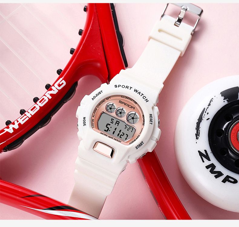 Unisex Digital Watch With LED Backlight, Waterproof & Lightweight Resin Strap For Students & Teens Fashion Trend Electronic Watch Student_voghion.com