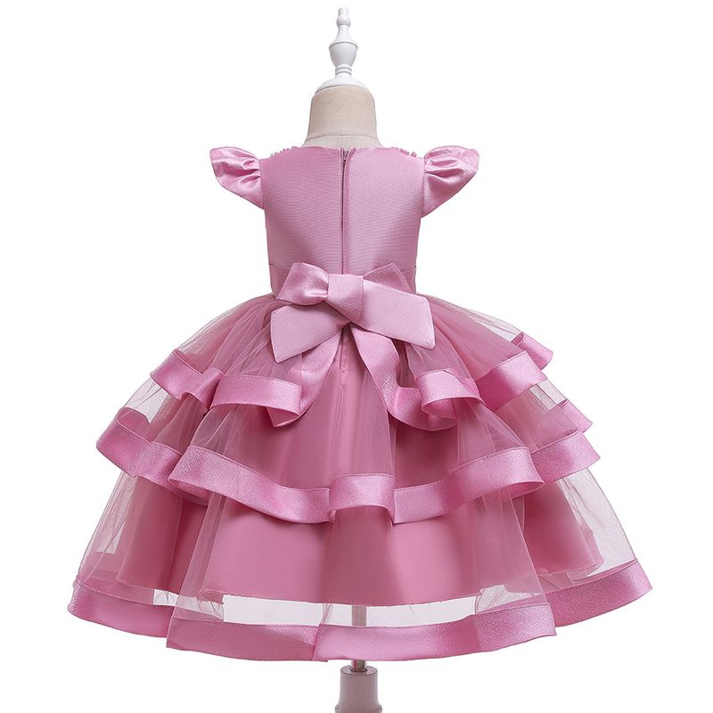 Robe de spectacle perlée pour enfants européens et américains, robe bouffante multicouche pour fille, robe de Noël pour enfants_voghion.com