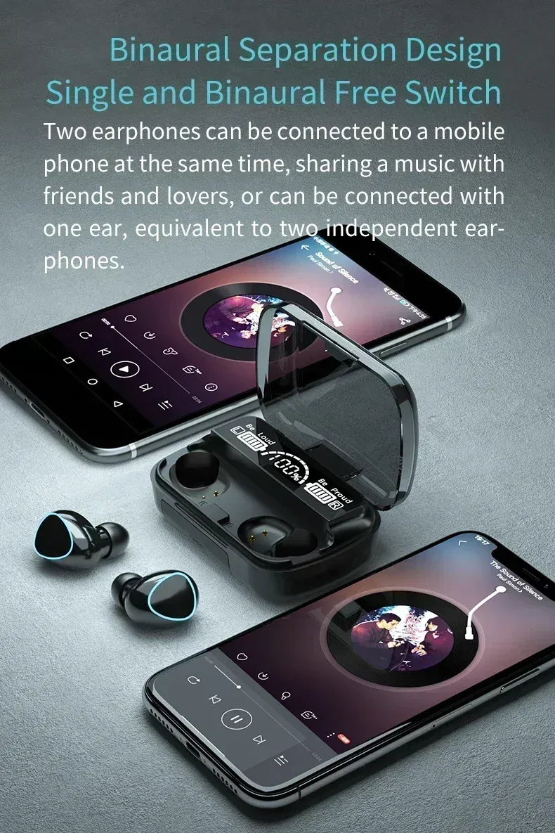 Original M10 Headphones Bluetooth Wireless Earpods Sports Stereo Noise Canceling Headphone Microphone Speaker_voghion.com