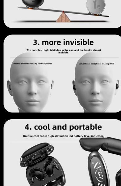 Casque Bluetooth sans fil Sleep Binaural 5.3 Mini Sport Intra-auriculaire Plug-In Étanche_voghion.com