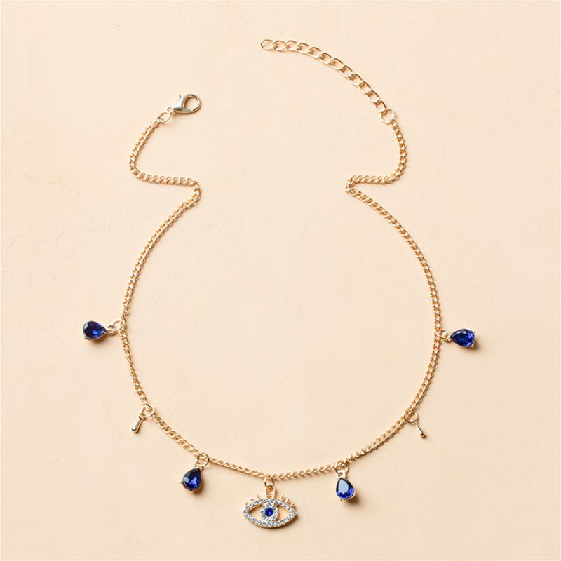 2025 Nieuwe aankomsten Mode Kristal Blauwe Turkse Boze Ogen Voor Vrouwen Waterdruppel Hanger Ketting Eenvoudige Boho Meisje Choker Sieraden Cadeau_voghion.com