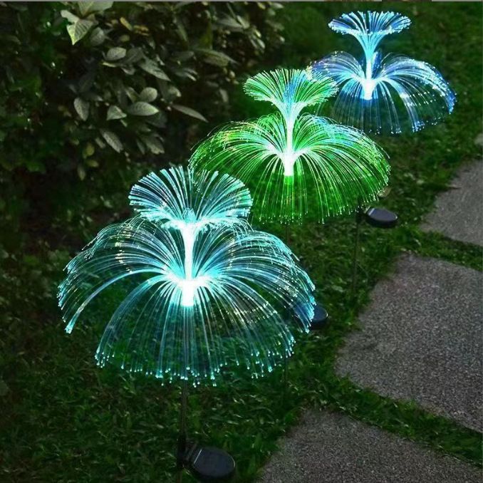 Solar Jellyfish Lights Outdoor Waterproof Garden Decor With Color Changing Fiber Optics – Stainless Steel Solar-Powered Landscape Lighting_voghion.com