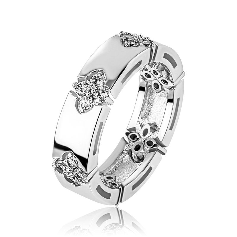 Ringe für Männer und Frauen, Mikro-eingelegter Stern-Zirkon-Ring, vierblättriges Kleeblatt, Persönlichkeit, Hip-Hop-Schmuck_voghion.com