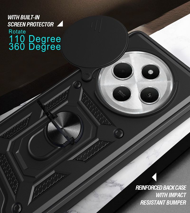 Til Xiaomi Redmi 14C Etui Magnetisk Ringholder Armor Stødsikkert Coque Til Redmi14C 14 C Redmy 14C Linsebeskyttelsescover_voghion.com