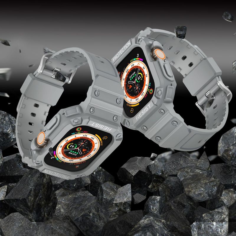 Applicable to Apple Watch 9 Ultra 2 watch strap 49mm shell shockproof durable sports TPU integrated strap_voghion.com