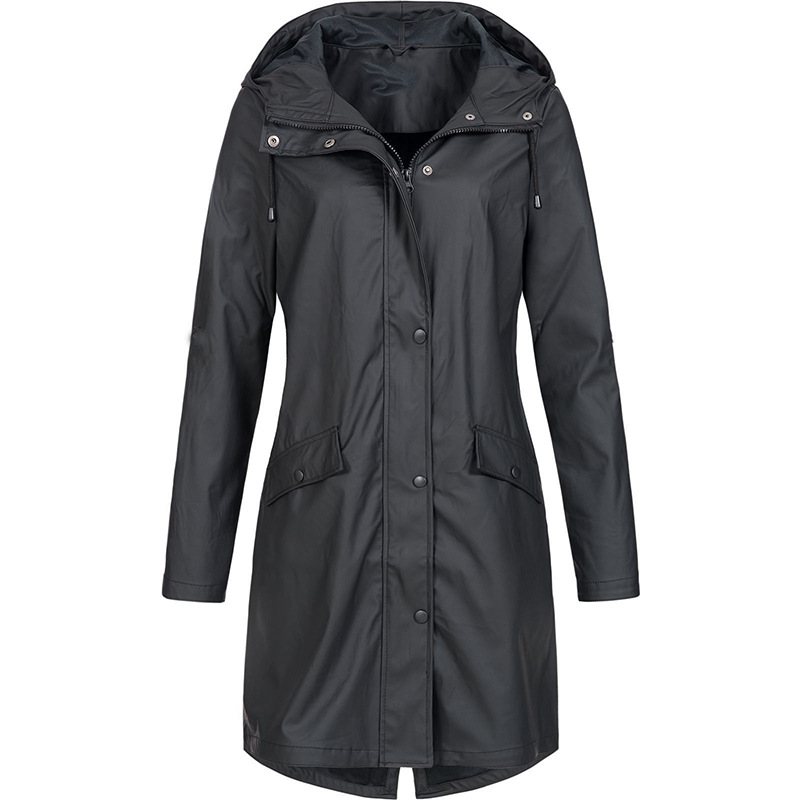 Chaqueta de invierno para mujer, chaquetas largas de lana Softshell, cortavientos para senderismo, abrigo a prueba de viento para exteriores, impermeable con capucha para mujer_voghion.com
