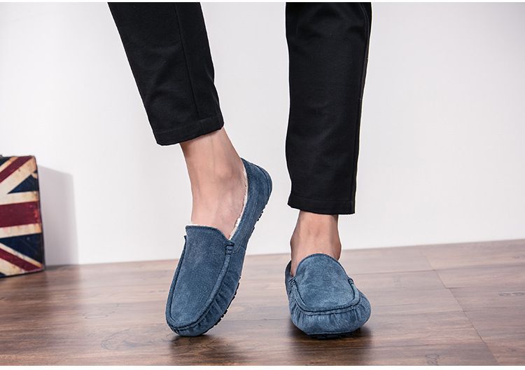 501-3 Winter Heren Bean Schoenen Katoenen Schoenen Rijschoenen Lage Top Mid-mouth Flip-on Warme Platte Casual Leren Schoenen met Fluweel_voghion.com