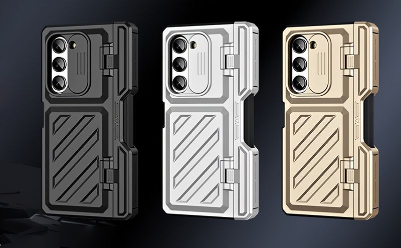 For Z fold5 Hinged Pen Case Stand Phone Case Galaxy Z Fold 5 Lens Push Window Folding Full Coverage Drop-Resistant Hard Case Protective Case with Pen_voghion.com