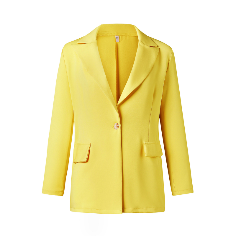 Women's Long Sleeve Slim Single Button Solid Color Jacket Blazers_voghion.com