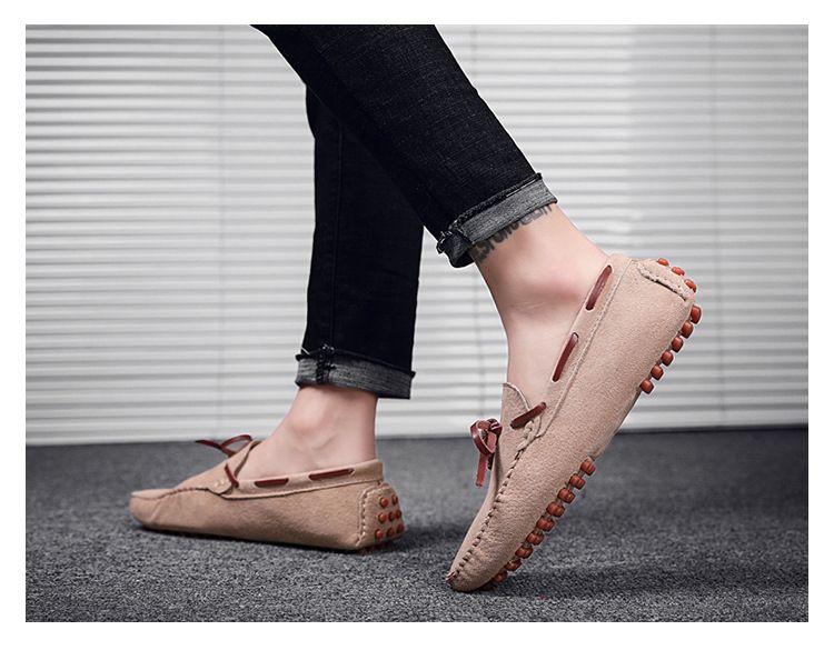 Herrskor i läder med Pig Bean-motiv, slip-on, herrskor i läder_voghion.com