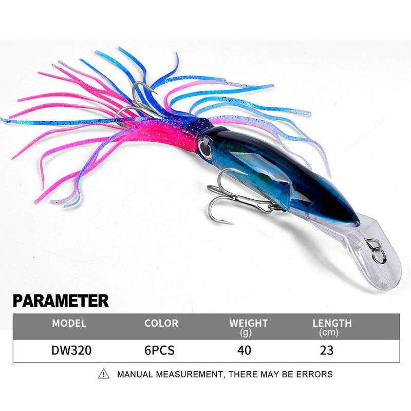 Esca artificiale in plastica da 14 cm con calamaro baffi, esca dura da pesca in mare da 40 g DW32_voghion.com