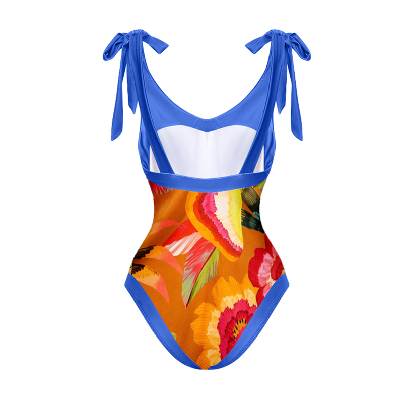 One-piece Swimsuit Chiffon Long Skirt Printed Sexy Belly-covering Slimming Hot Spring Vacation Two-piece Swimsuit For Women_voghion.com