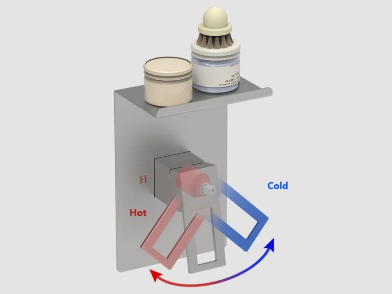 Shower Faucet With Storage Rack 8-inch Rain Shower Head Shower Decoration Kit With Single Spray Shower Head Shower Faucet Set Complete Brushed Nickel_voghion.com