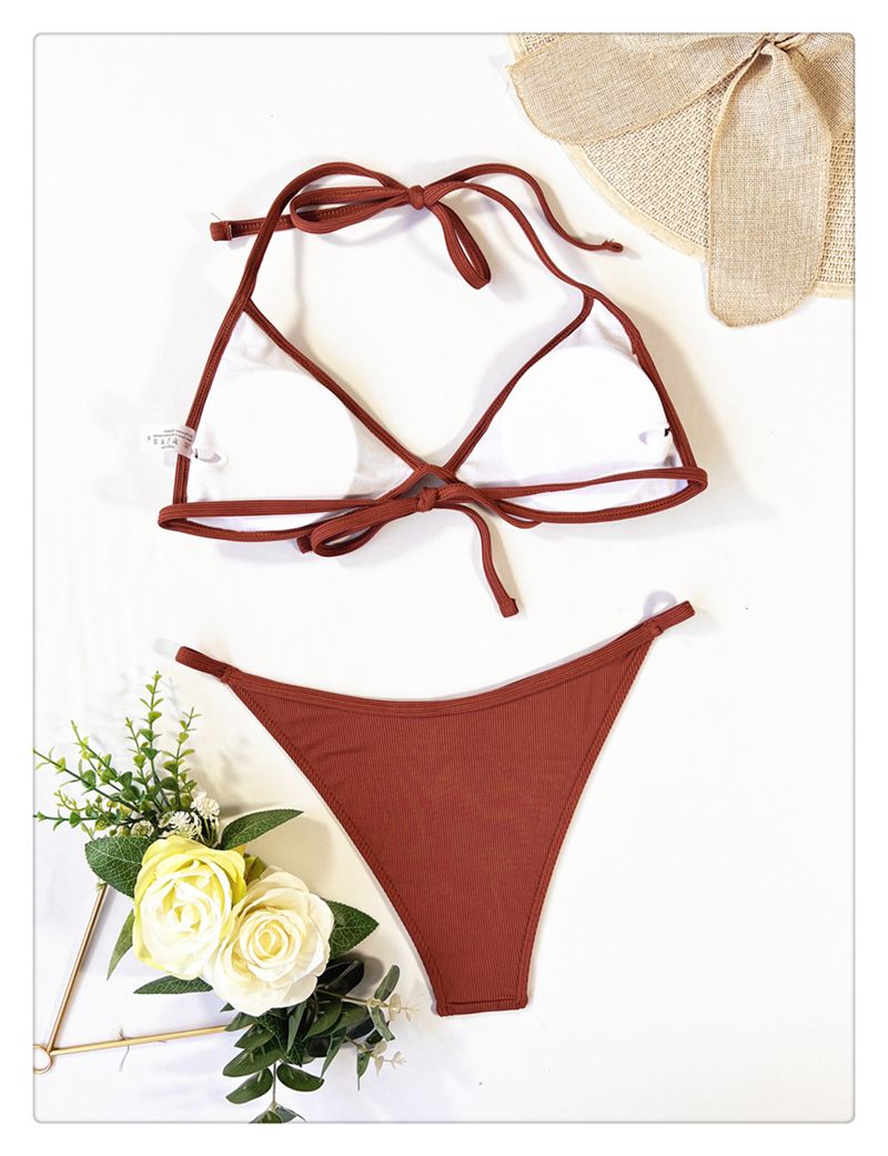 Nieuwe bikini vleesbedekking en dun vierdelig badpak Badpak Dames effen kleur meerdelig badpak_voghion.com