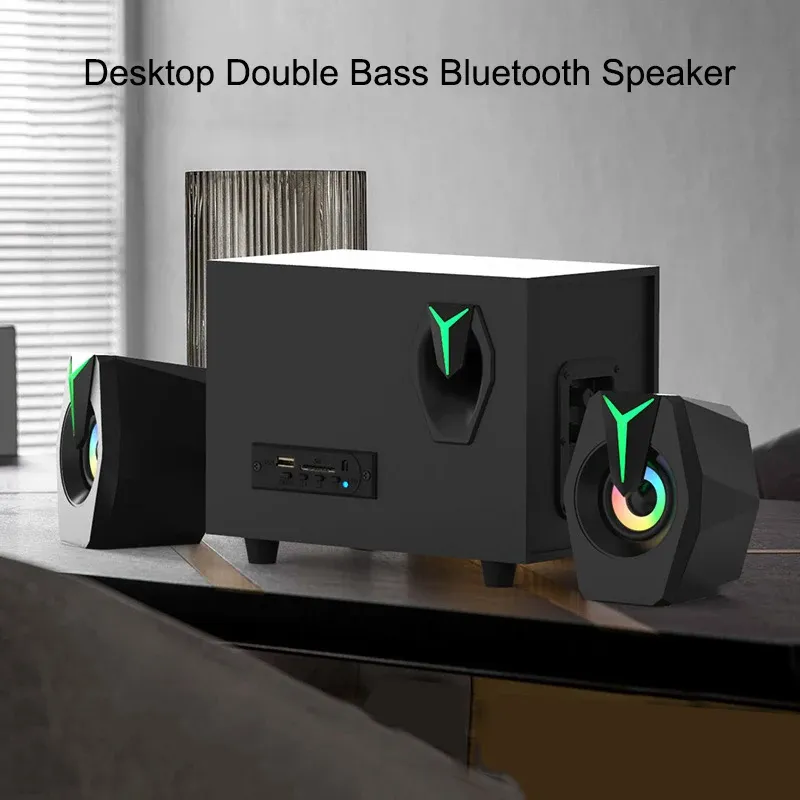 Altoparlante Bluetooth USB attivo per laptop, subwoofer multimediale sovrappeso in legno 2.1_voghion.com