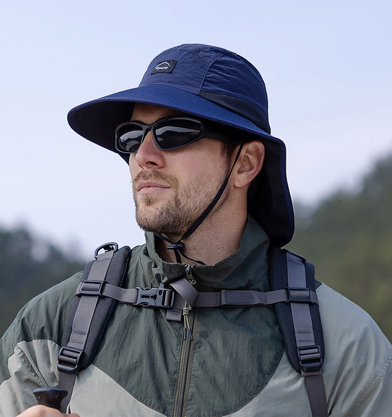 Hot Sale Xioguan 100% polyester 9249 summer men's and women's large brimmed shawl fisherman quick drying breathable sunshade hat_voghion.com