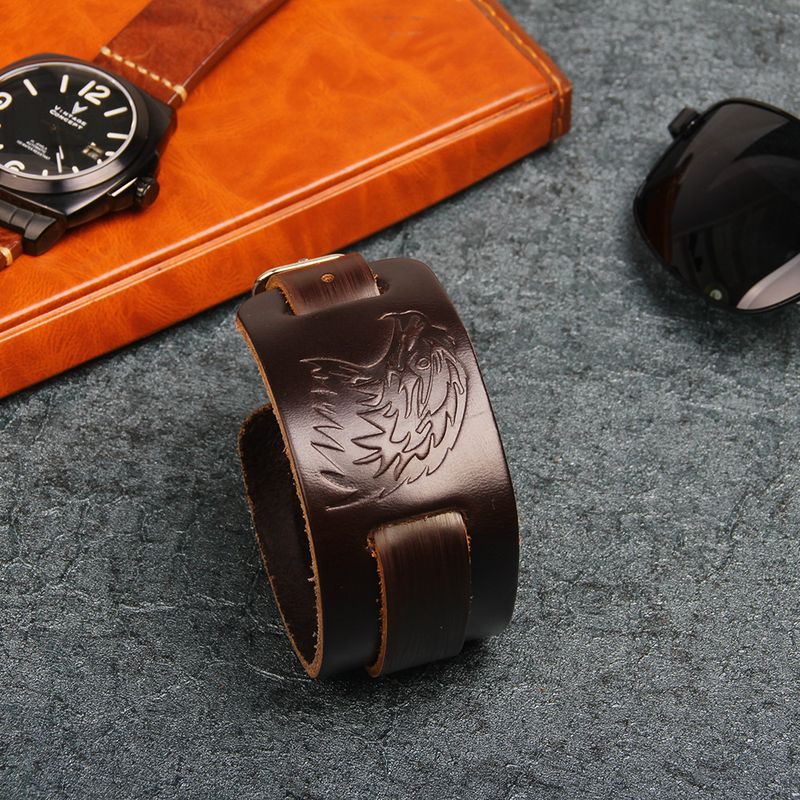 Bracelet Eagle Animal Shaped Retro Bracelet Men's Genuine Cowhide_voghion.com
