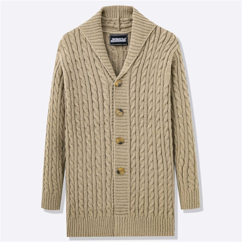 Vêtements pour hommes : Pull mi-long en maille pour homme, gilet cardigan en maille torsadée épaisse Sy0107_voghion.com
